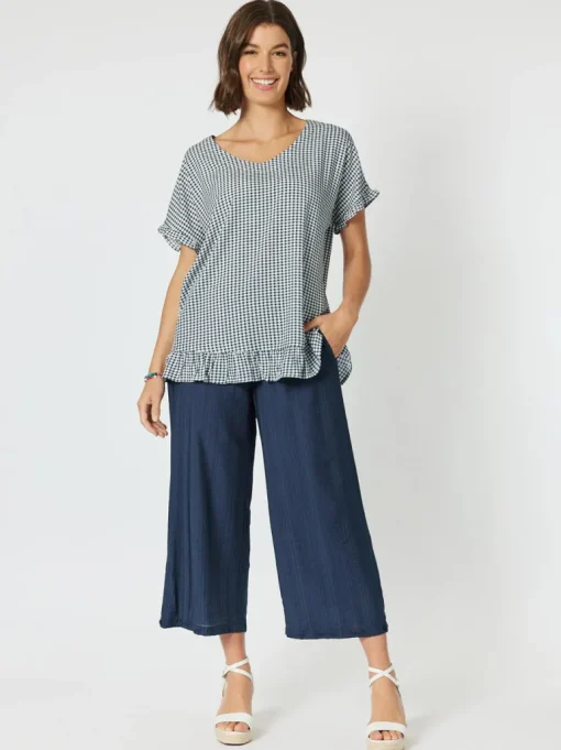 Check Me Out Ruffle Top - Navy