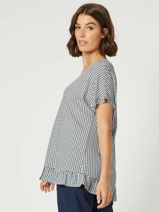 Check Me Out Ruffle Top - Navy